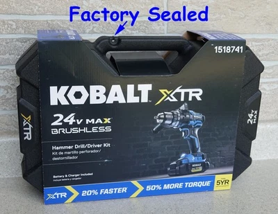 ✅New! Kobalt 1518741 XTR KXHD 1424A-03 24V 1/2" Cordless Hammer Drill/Driver Kit - Image 1 of 4
