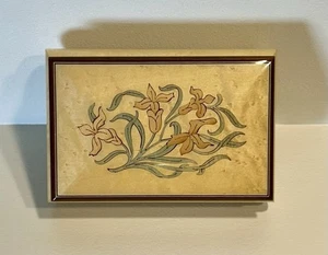 Reuge Music Jewelry Box Inlaid Wood Floral Design Swiss Movement “Memory” Italy - Picture 1 of 15