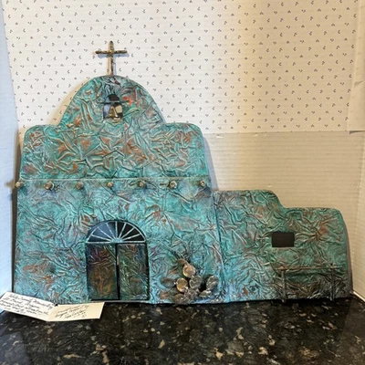 Ron Dirlam 1989 Original Copper Metal Art Wall Hanging Monastery Vtg Signed - Image 1 of 4