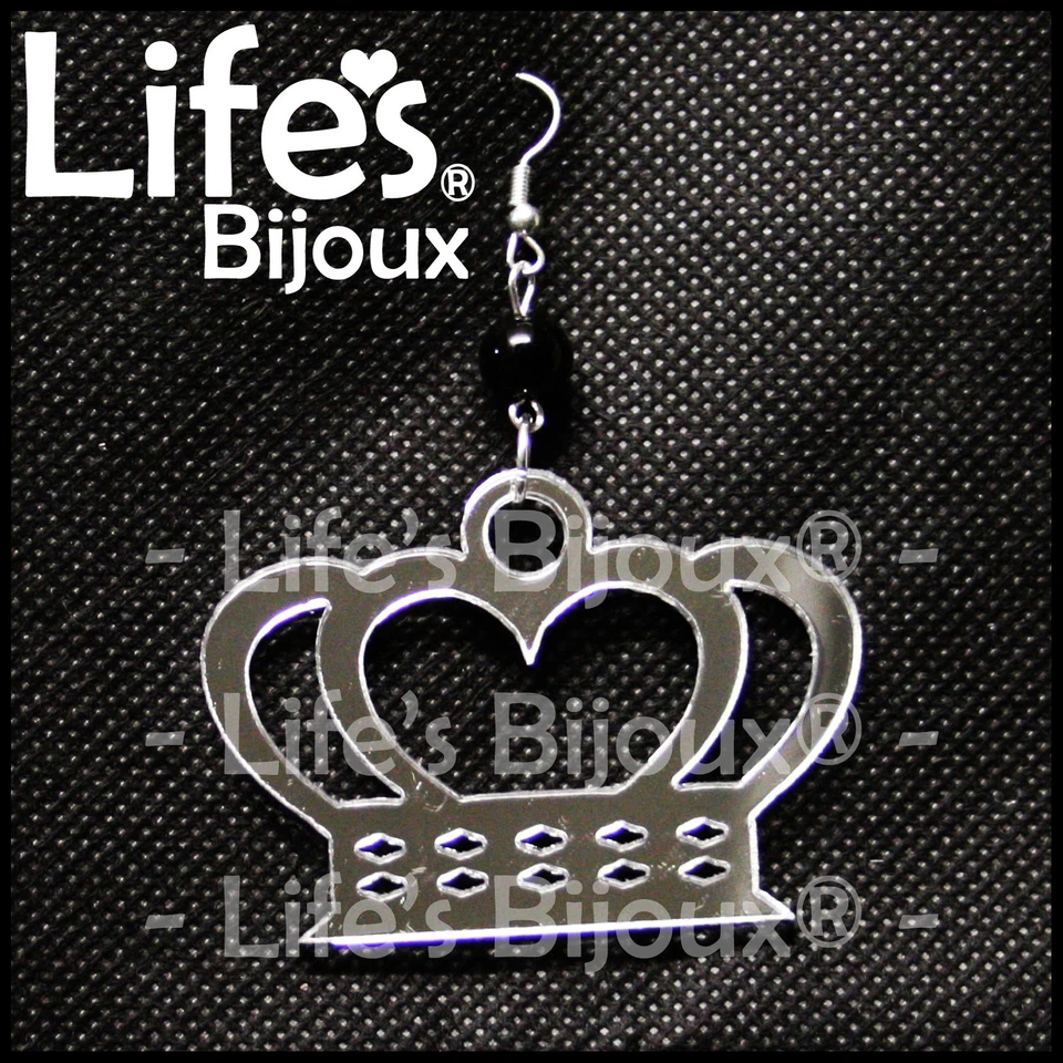 Orecchino Corona Regina Diadema Donna Ciondolo Plexiglass Pendente Specchio 4 cm - Immagine 1 di 1