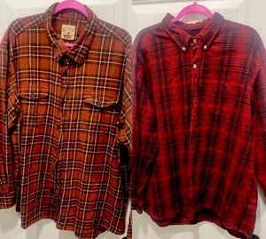 RedHead Shirt Mens 3XL Plaid Thick Long Sleeve Button Up Flannel Vtg Lot Of 2 - Picture 1 of 9