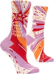 Blue Q Women's Crew Socks, I'm a Girl...What's Your Super Power? shoe size 5-10 - Picture 1 of 1