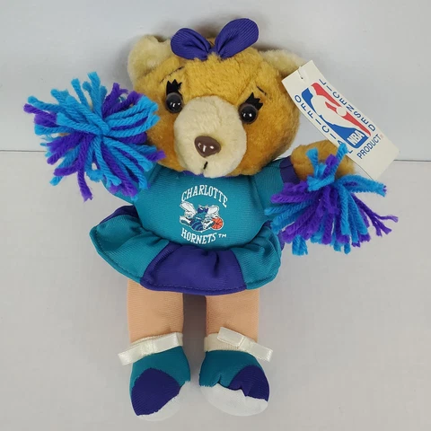 NWT Vintage 1994 NBA Play By Play Charlotte Hornets Cheerleader Teddy Bear 9" Cover