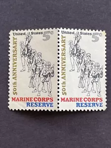 US #1315 1966 5c WWI Marine Corps Reserve Stamp Block Of 2 50th Anniversary - Picture 1 of 2