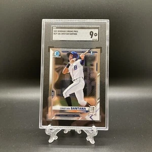 Cristian Santana 2021 Bowman Chrome 1st Rookie Card #BCP186 Detroit Tigers SGC 9 - Picture 1 of 12