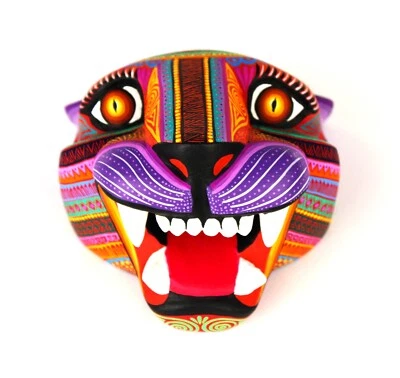 Oaxacan Wood Carving Julia Fuentes Jaguar Mask Oaxaca Mexican Folk Art Alebrije - Image 1 of 4
