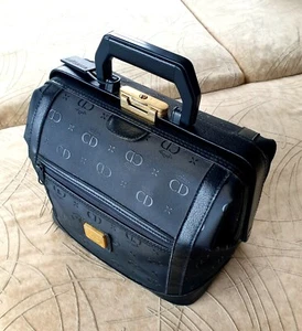 CD Vintage Damen Schwarz Tasche Reisetasche / BeautyCase / Kosmetik Koffer 80s - Bild 1 von 15
