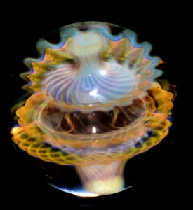 RYAN WHITMORE GLASMARMOR/1,497" - TRANSPARENTE PAGODE - ROSA, MANDARINE, TÜRKIS, ORANGE + - Bild 1 von 12