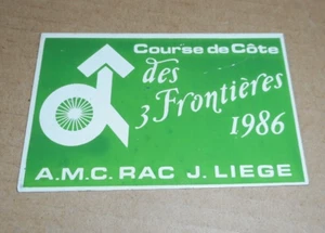 badge plaque calandre A.M.C. RAC J. LIEGE COURSE DE COTE DES 3 FRONTIERES 1986 - Picture 1 of 2