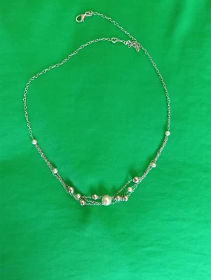 Collana donna ragazza in argento 925 con perle argentate e bianche  - Immagine 1 di 4
