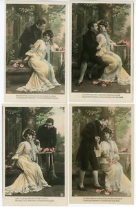 5 Hand-Colored RPPCs - Man Seducing a Lady - Circa 1910 - Picture 1 of 2