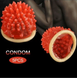 5Pcs/Set Coral Ultra Thin Condom Dotted Spike Latex Condoms for Men Sex Products - Picture 1 of 6