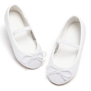 Toddler Girls Dress Shoes Little Girls Mary Janes Ballerina Flats White Shoes... - Picture 1 of 8