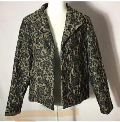 Kathrine Kelly Gothic Light Weight Cropped Jacket Floral Textured Hook Closure - Image 1 of 4