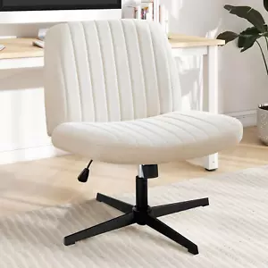 Criss Cross Chair Legged Office Wide Comfy Desk Seat, No Wheels Armless Computer - Picture 1 of 12