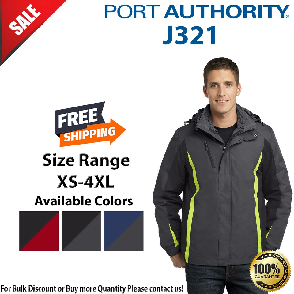 Port Authority Mens Long Sleeve Water Resistant Colorblock 3 in 1 Jacket J321 - Image 1 of 1
