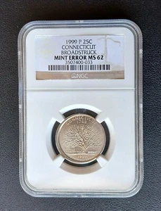 1999 P Broad Struck Error State 25c NGC MS 62 PICTURES INCLUDED - Picture 1 of 2