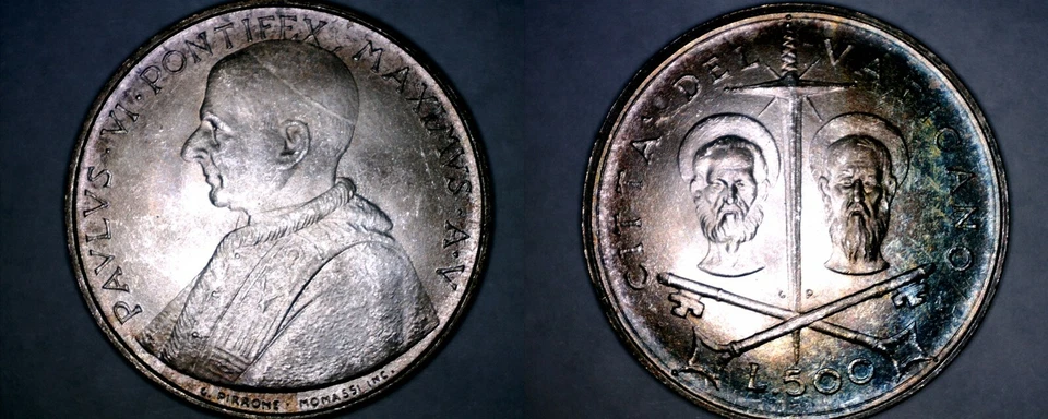 1967 Vatican City 500 Lire World Silver Coin - Catholic Church Italy - Image 1 of 1