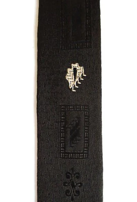 Винтажный джазовый галстук 60-х Rat Pack темно-коричневый бежевый с гербом из парчи суперобтягивающий 1,75 дюйма - Изображение 1 из 4