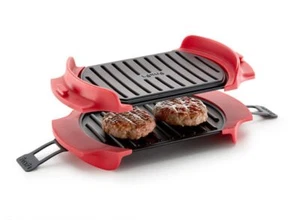 Lekue Microwave Grill Sandwich Maker Panini Press 10 In x 5.7 In Red - Picture 1 of 9