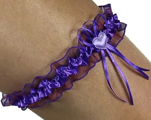 Medias SATÉN MORADO / VIOLETA con CORAZÓN y LAZO Organza Satén NOVIA UE - Imagen 1 de 2