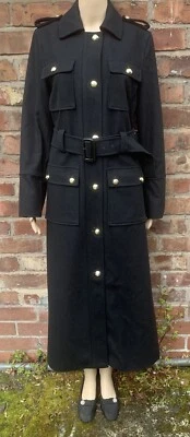Coat Ladies Twiggy M&S Black Military Style Mainly Wool Blend Coat BNWTS Sz/Uk12 - Image 1 of 4