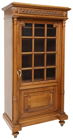 Vitrine, French Louis XVI Style, Walnut,  Display Cabinet,  Foliate, 18-1900s!! Cover