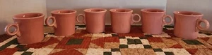 Set Of 6 Fiesta Rose Ring Handle Coffee Cup Mug HLC USA - Picture 1 of 3