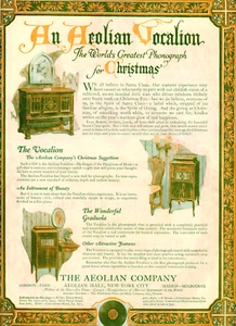 1919 Original Aeolian-Vocalion Christmas Ad. 3 Models Displayed. Lg Color Pg - Picture 1 of 2