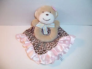 Security Blanket Carter's Pink Ruffle Leopard Blanket / Monkey Rattle Lovey  - Picture 1 of 3