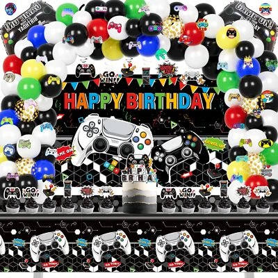 Decoraciones de fiesta de cumpleaños para jugadores - 174 piezas blanco y negro Videojuego Juegos P... Foto 1 de 4