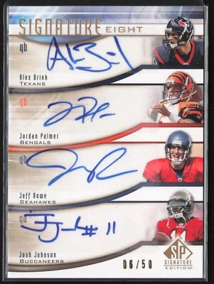 2009 SP Signature 8 Eight Auto UD /50 Flynn Brink Moore Palmer Brohm Rowe Reilly - Image 1 of 4