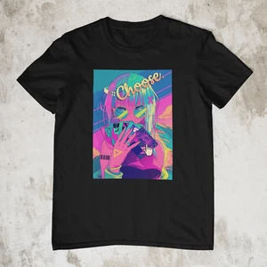 Anime Néon Fille Pop Art Esthétique Imprimé Coton Homme T-shirt Haut Tee Confort - Photo 1/3