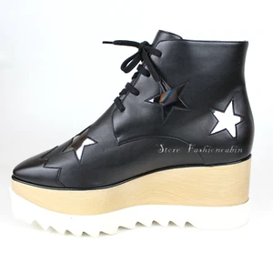 NEW Stella Mccartney Elyse Stars Faux-Leather Platform Ankle Boot Black EUR 40.5 - Picture 1 of 12