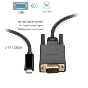 6 feet/2m Type C USB 3.1 to VGA Male Cable for Samsung Galaxy S20 Plus SM-G986U - Picture 1 of 1