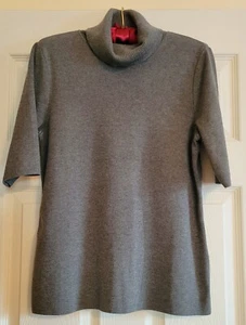 ALFANI WOMEN'S GRAY TURTLENECK PULLOVER SWEATER With Elbow Sleeve Size L - Picture 1 of 4