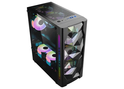 Glas Gaming Midi Tower PC ATX Micro-ATX Mini-ITX Gehäuse Gamer + 3 Lüfter ICE - Bild 1 von 4