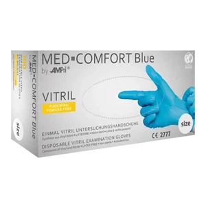 MED-COMFORT Blue Vitril guante de examen, sin polvo, azul, talla M | caja - Imagen 1 de 1