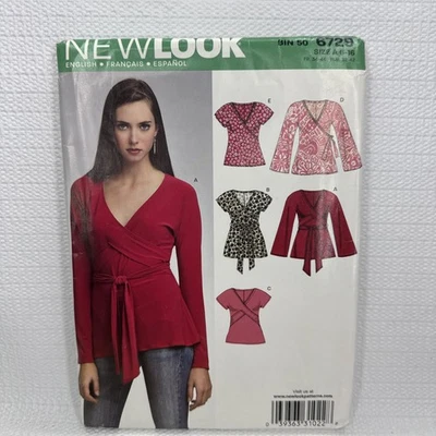 New Look 6729 Misses Blouse Top Wrap Shirt Pattern 6-16 Uncut - Image 1 of 4