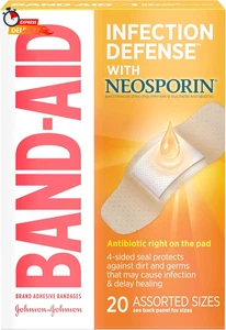 Band-Aid Brand Adhesive Bandages Infection Defense with Neosporin Antibiotic Oin - Picture 1 of 12