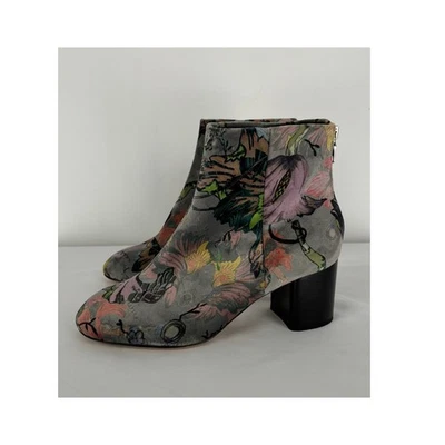 Rag and Bone Floral Velvet Print Drea Ankle Boot Womens Size 38.5 Grey - Image 1 of 4