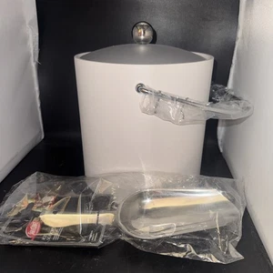 Kraftware Ice Bucket with lid and Scooper White Chrome Handle - Picture 1 of 5