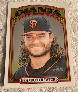 2021 Topps Heritage Chrome /999 Brandon Crawford #372 SF Giants - Picture 1 of 2