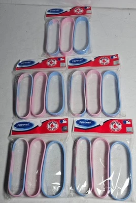 2005 Boston Red Sox 3-Pack Pink & Blue Wristband Set Lot of 5 NOS - Image 1 of 2