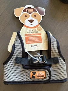 THE DOG WALKER COMPANY ARNÉS DE MALLA GRIS CON RIBETE NEGRO CACHORRO/PERRO PEQUEÑO NUEVO CON ETIQUETAS - Imagen 1 de 2