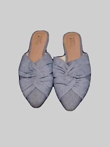 Market & Spruce Women Denim Mule Flat Shoes Pointed Toe Slip On Loafer Size 7.5M
