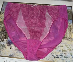 Vintage Wacoal Nylon Panty Silky Pink Sissy Floral Lace Brief  XL - Picture 1 of 14