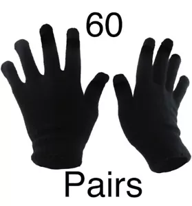 60 Pairs Black Magic Gloves Unisex Men Ladies Winter one size Wholesale Job lot - Picture 1 of 1