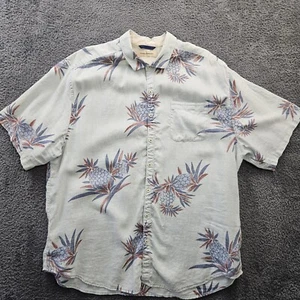 Tommy Bahama 100% Linen Hawaiian Shirt Pineapples Big Tall 1XB *Small Stains - Picture 1 of 21