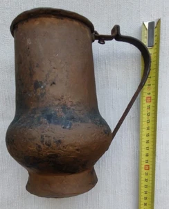 Antiker gehämmerter Kupferkrug mit Eisengriff Vintage rustikal - Bild 1 von 8